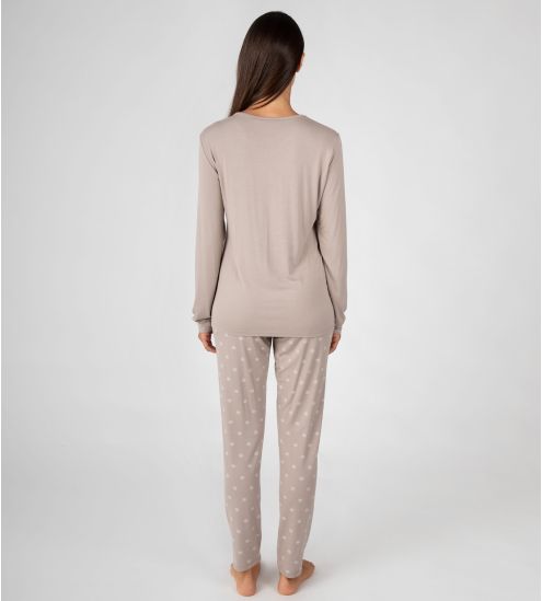 Pyjama beige en fibre de bambou Vison