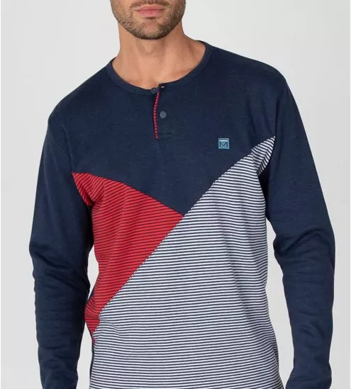 Hot pajamas blue man chiné