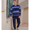 Pyjama velours chaud homme Bleu