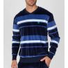 Pyjama velours chaud homme Bleu