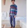 Pyjama homme en velours à rayures Bleu