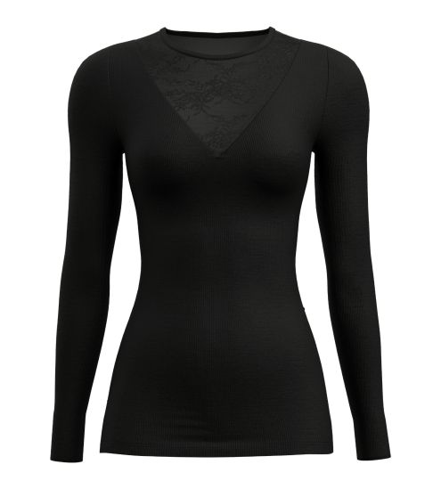 Pull fin noir en laine et soie Silky Wool Glam Noir