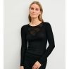 Pull fin noir en laine et soie Silky Wool Glam Noir