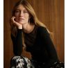Pull fin noir en laine et soie Silky Wool Glam Noir