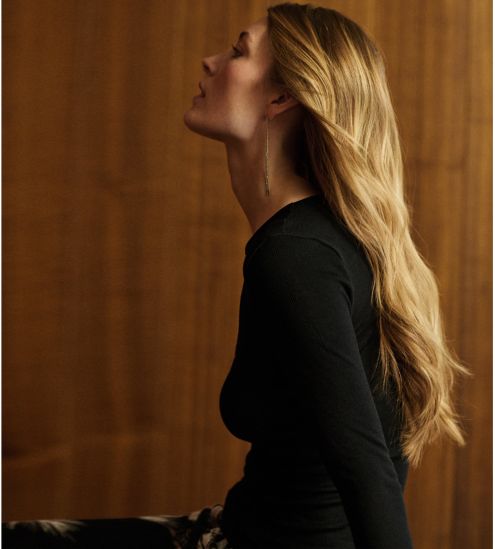 Pull fin noir en laine et soie Silky Wool Glam Noir
