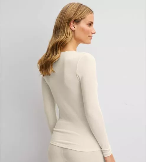 T-shirt femme en laine et soie True Confidence Pearl Cream