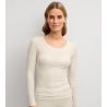 T-shirt femme en laine et soie True Confidence Pearl Cream