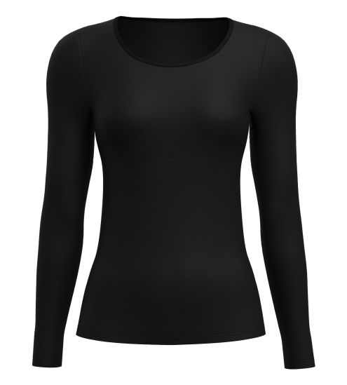 T-shirt femme en laine et soie True Confidence Noir