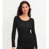 T-shirt femme en laine et soie True Confidence Noir