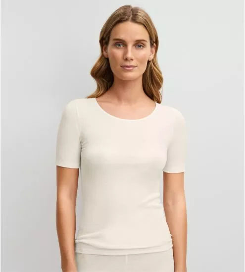 T-shirt en laine et soie True Confidence Pearl Cream