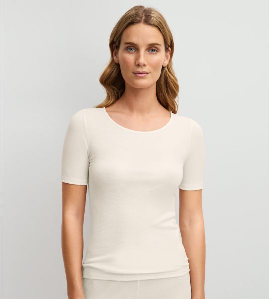 T-Shirt aus Wolle und Seide True Confidence Pearl Cream