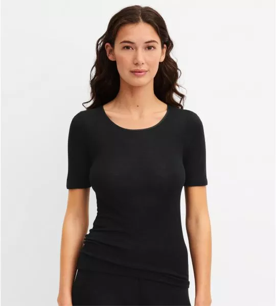 T-Shirt aus Wolle und Seide True Confidence Noir