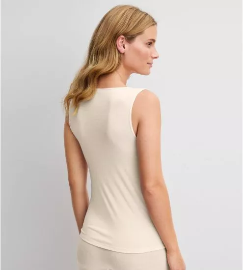 Top à bretelles larges en laine et soie True Confidence Pearl Cream