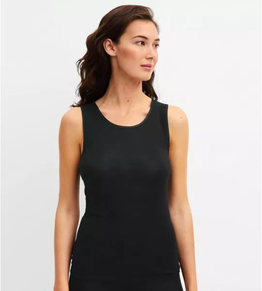 Top mit breiten Trägern aus Wolle und Seide True Confidence Noir