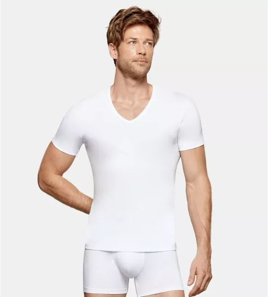 T-shirt homme col V blanc