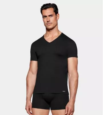 T-shirt homme col V noir