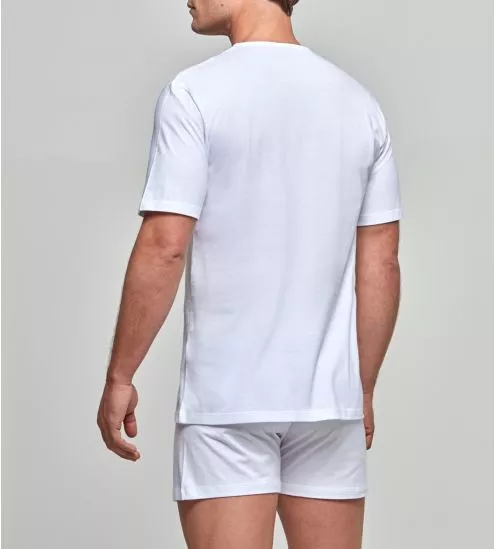 T-shirt col V homme blanc