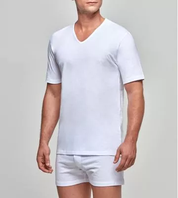 T-shirt col V homme blanc
