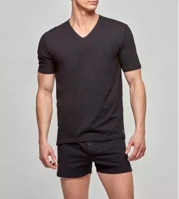 T-shirt col V homme noir