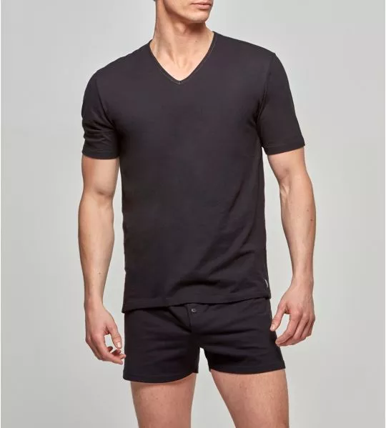 T-shirt col V homme noir