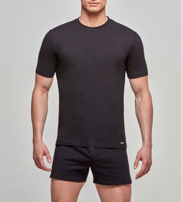 BLACK ROUND NECK MAN T-shirt