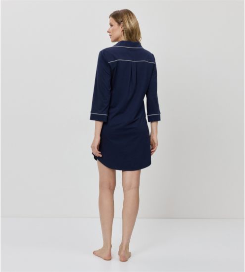 Liquette manches longues boutonnée bleu marine