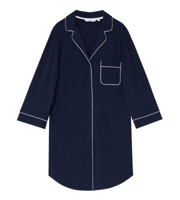 Liquette manches longues boutonnée bleu marine