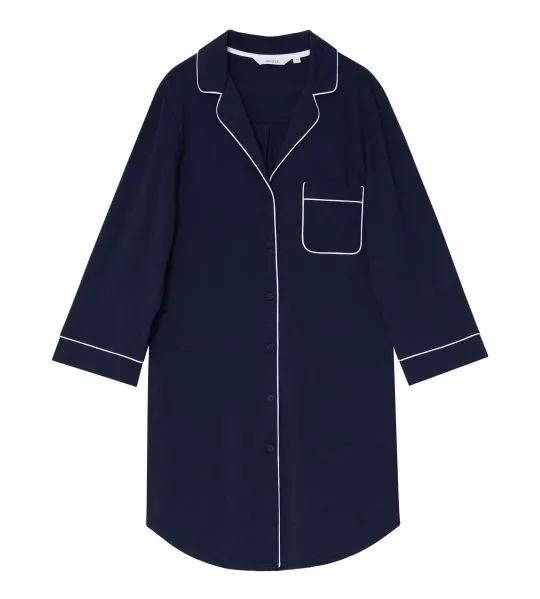 Liquette manches longues boutonnée bleu marine