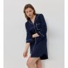 Liquette manches longues boutonnée bleu marine