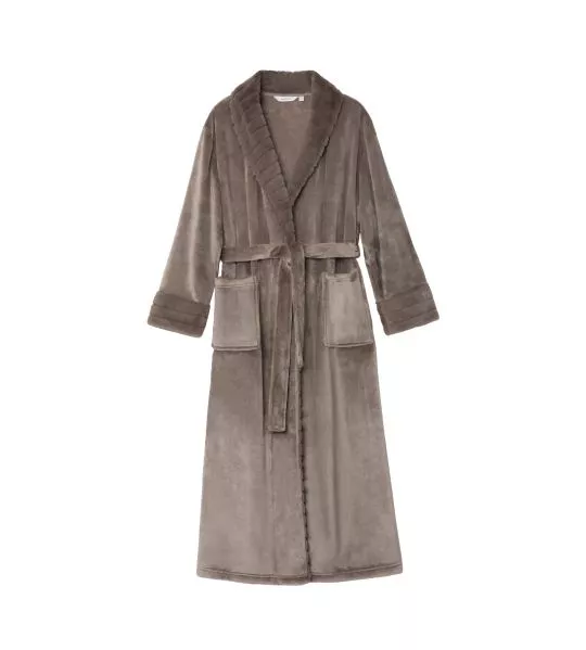 Peignoir long pilou col châle Taupe