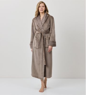 Peignoir long pilou col châle Taupe