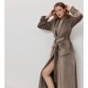 Peignoir long pilou col châle Taupe