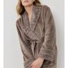 Peignoir long pilou col châle Taupe