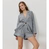 Pyjama short boutonné gris chiné