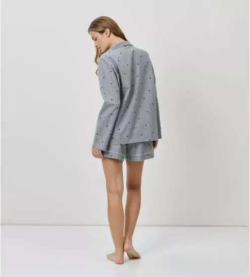 Pyjama short boutonné gris chiné