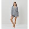 Pyjama short boutonné gris chiné
