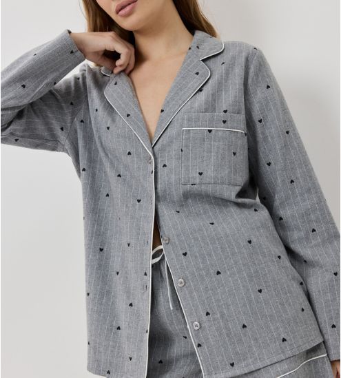 Pyjama short boutonné gris chiné