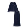 Pyjama long boutonné bleu marine