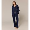 Pyjama long boutonné bleu marine