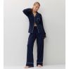 Pyjama long boutonné bleu marine