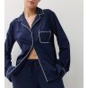 Pyjama long boutonné bleu marine