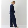Pyjama long boutonné bleu marine