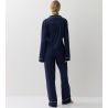 Pyjama long boutonné bleu marine
