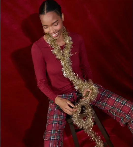 Pyjama de Noël femme rouge bordeaux