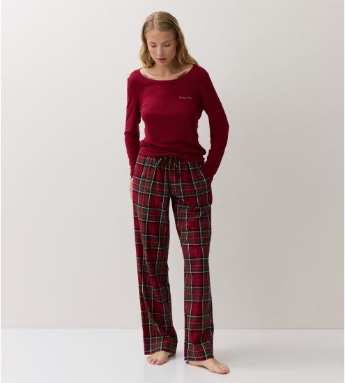 Pyjama de Noël femme rouge bordeaux