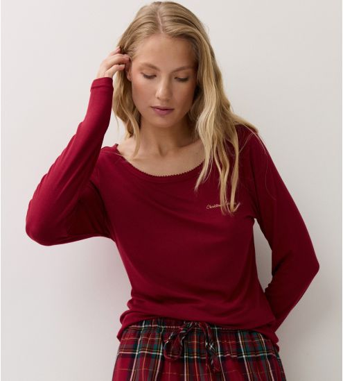 Pyjama de Noël femme rouge bordeaux