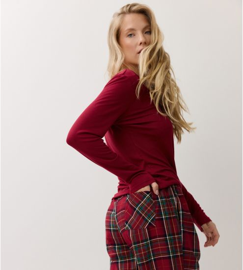 Pyjama de Noël femme rouge bordeaux