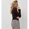 Pyjama long à rayures brunes chocolat