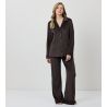 Pyjama chaud en velours uni chocolat