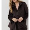 Pyjama chaud en velours uni chocolat